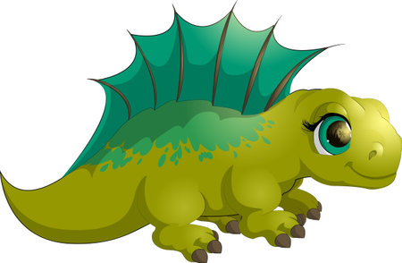 Beautiful baby dinosaur painted on white backgroundのイラスト素材