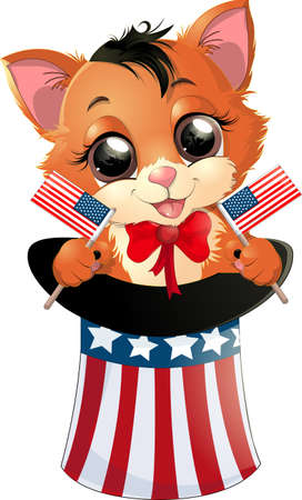 Happy Presidents Day kittenのイラスト素材