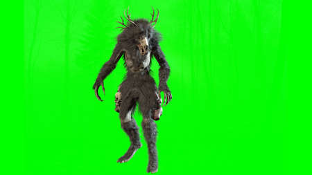 Mythical Wendigo monster on chromakey background 3d renderの写真素材