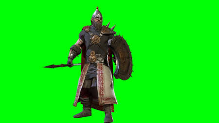 nordic viking against the background of green chromakeyの写真素材