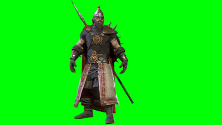 nordic viking against the background of green chromakeyの写真素材