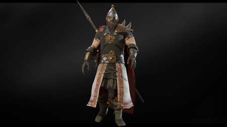 nordic viking against the background of green chromakeyの写真素材