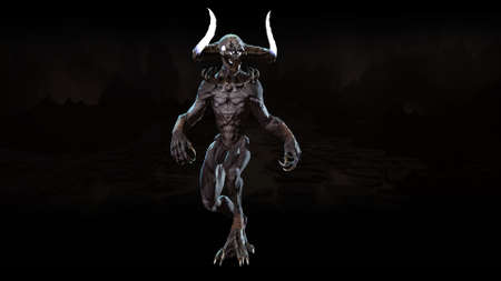 Mythical Demon monster on chromakey background 3d renderの写真素材