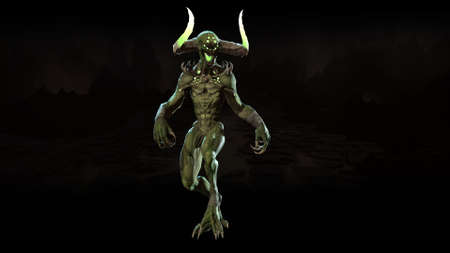 Mythical Demon monster on chromakey background 3d renderの写真素材
