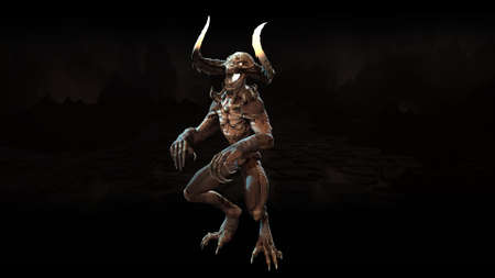 Demon mythical monster 3d renderの写真素材