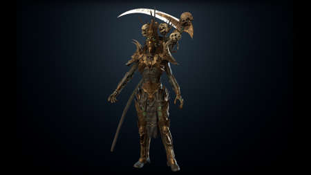 Necromancer, render 3D models on the background of chromakeyの写真素材