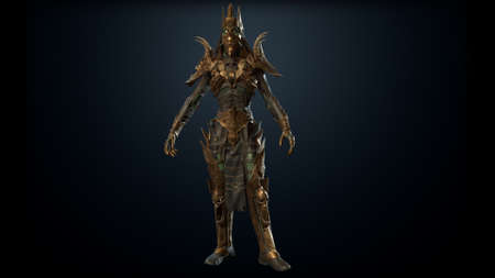 Necromancer, render 3D models on the background of chromakeyの写真素材