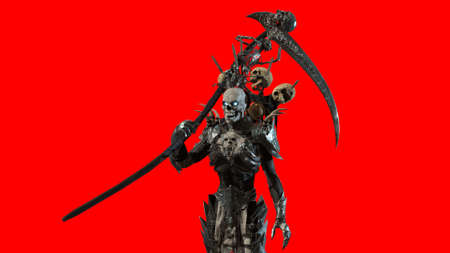 Necromancer, render 3D models on the background of chromakeyの写真素材