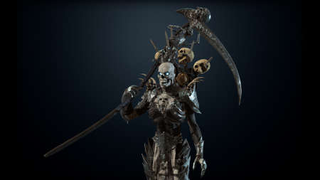 Necromancer, render 3D models on the background of chromakeyの写真素材