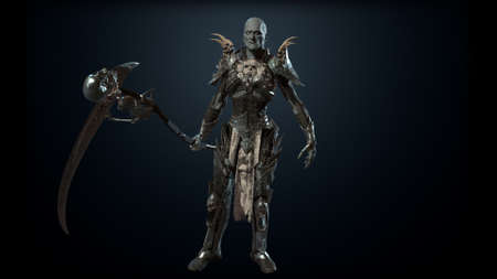 Necromancer, render 3D models on the background of chromakeyの写真素材