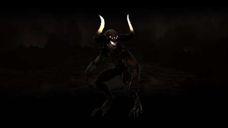 Mythical Demon monster on chromakey background 3d renderの写真素材