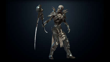Necromancer, render 3D models on the background of chromakeyの写真素材