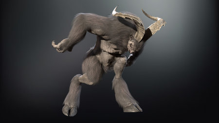 Baphomet mythical monster 3d renderの写真素材