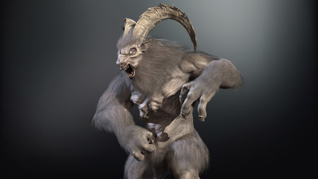 Baphomet mythical monster 3d renderの写真素材