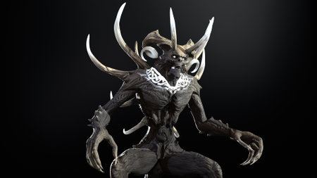 Demon mutant mythical monster 3d render imageの写真素材