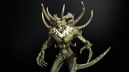 Demon mutant mythical monster 3d render imageの写真素材