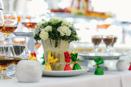 wedding decorations with flowers, decorations for celebrationsの写真素材