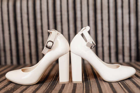 Women's luxury shoes with high heels. Wedding shoes of the official party, Wedding wedding.の写真素材