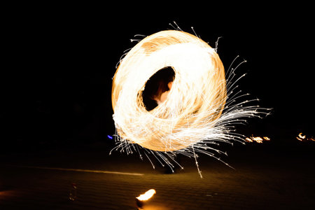 fire show and a lot of the bright sparks in the night
