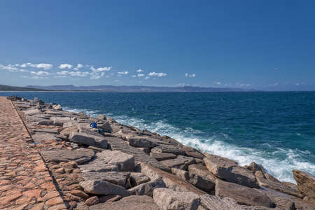 Mole Badesi breakwater Sardiniaの写真素材