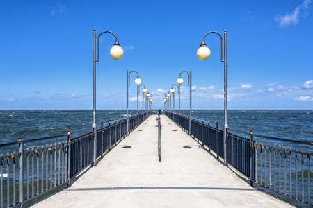 Promenade sea bridge Mi?dzyzdrojeの写真素材