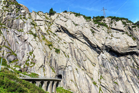 Tunnel bridge Alps mountains Switzerland