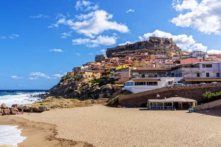 Beach sandy bay Castelsardo Mediterranean Seaの写真素材