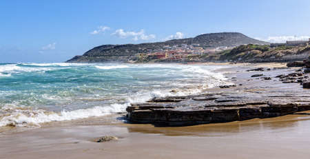 Beach Lu Bagnu rocks Mediterranean Seaの写真素材