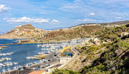 Castle harbor Castelsardo Mediterranean Sardiniaの写真素材