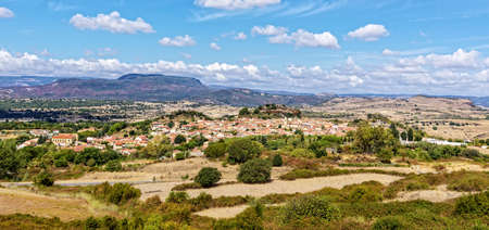 Bosa city mountains Sardiniaの写真素材