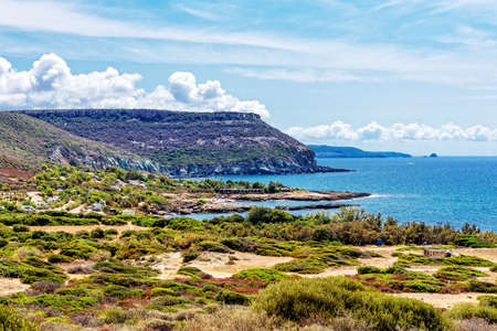 Campsite Mediterranean coast Sardiniaの写真素材