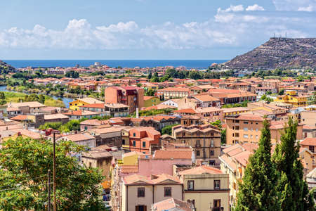 Mediterranean Bosa city Temo Sardiniaの写真素材