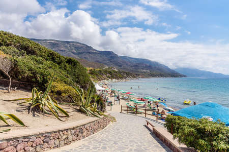 Beach path Mountains Mediterranean sardinesの写真素材