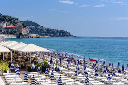 Parasol Nice beach coast Mediterranean Seaのeditorial素材