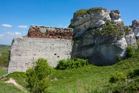 view on old castle in Olsztyn Poland areaの写真素材