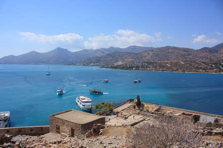 wiew on elounda and spinalongaの写真素材