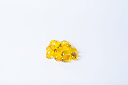 transparent capsules on a white background
