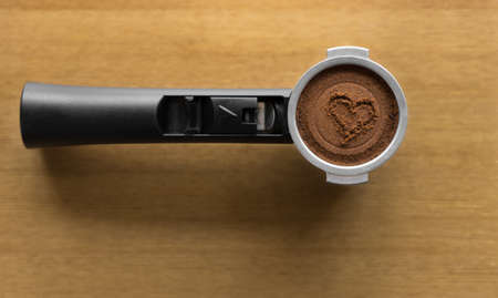 coffee maker with coffee and heartの写真素材