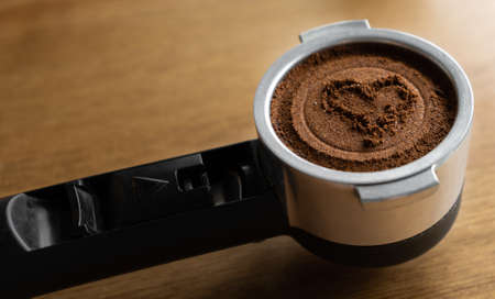 coffee maker with coffee and heartの写真素材