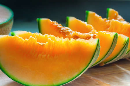 Pieces of yellow melonの写真素材