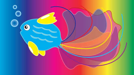 Beautiful fantastic colored fish with a big tail.のイラスト素材