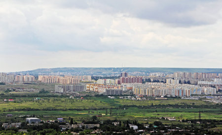 View to the outskirts of the city from a bird's eye view.の写真素材