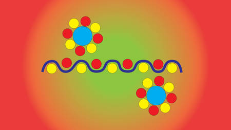 Multicolored geometric shapes - circles isolated by a color gradient background.のイラスト素材