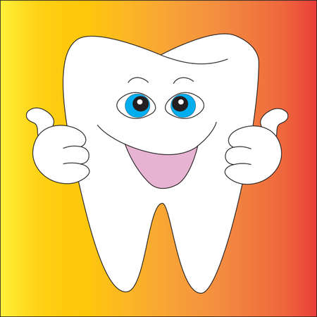 Smiling healthy primal human tooth isolated gradient background.のイラスト素材