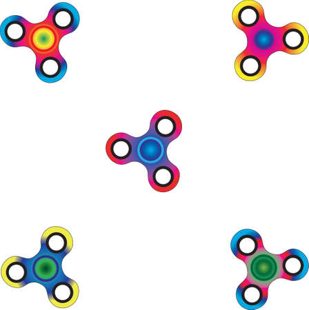 Beautiful colored fashionable spinners isolated white background.のイラスト素材