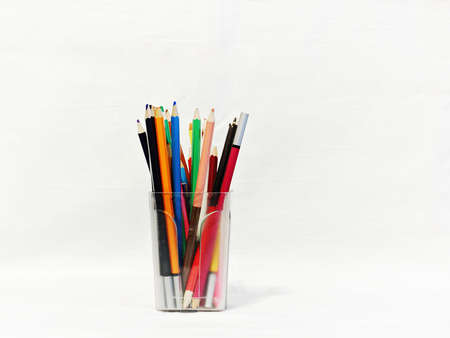 Set of colored pencils for drawing isolated white background.の写真素材