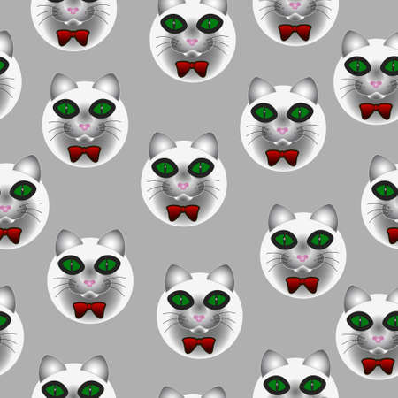 Seamless abstract design texture consisting of a cat's muzzle.のイラスト素材