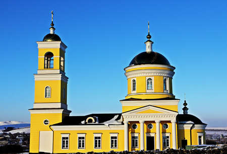 Recently built invalid Orthodox Church on the outskirts of the Russian city of Saratov.の写真素材