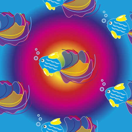Seamless texture of cartoon beautiful fish for kids.のイラスト素材