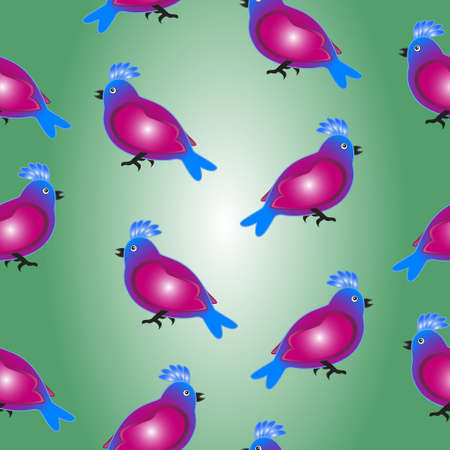 Cartoon cute beautiful birds. Vector seamless illustration on fabric, wallpaper, wrapper etc.のイラスト素材